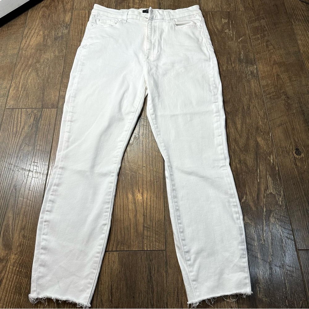 7 For All Mankind Aubrey White Skinny Cutoff Jeans Size 30